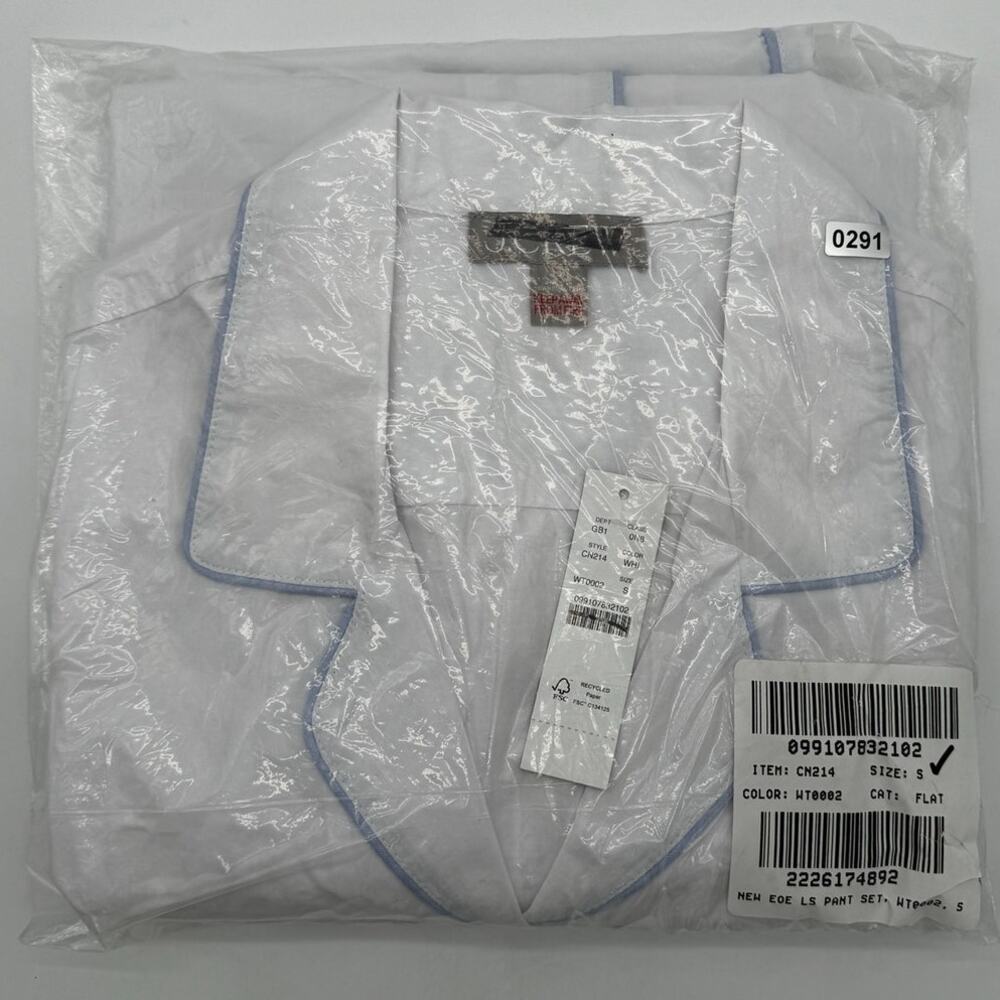 J.Crew Classic Cozy Pajama Pant Set End-on-End Cotton White Size S - Picture 15 of 15